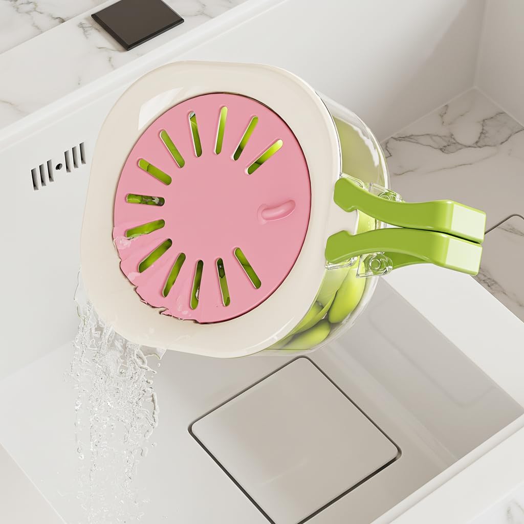 Fruit Vegetable Washing Bowl with Strainer. Multifunctional Produce Washer. Berry Container. Lettuce Keeper for Fridge Refrigerator Organization. Portable Strainers and Colander for Kitchen
