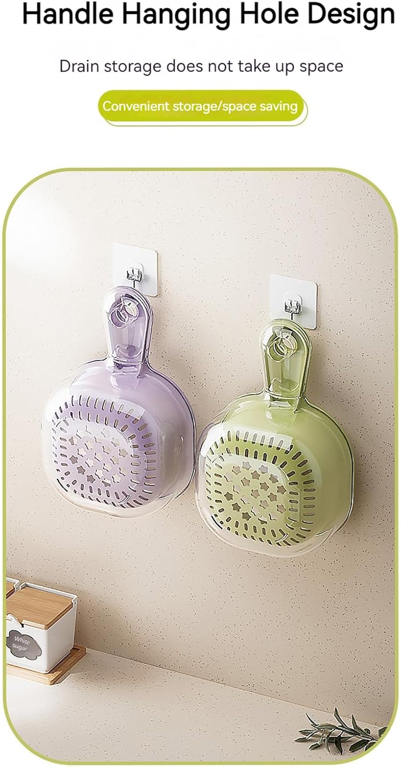 Small Fruit Colander.Fruit Rinser Strainer Container Dual-Layer Vegetable Cutting And Draining Basket.Watermelon Bowl With Strainer For Mini Berry And Tomato Grape Washer (Purple)