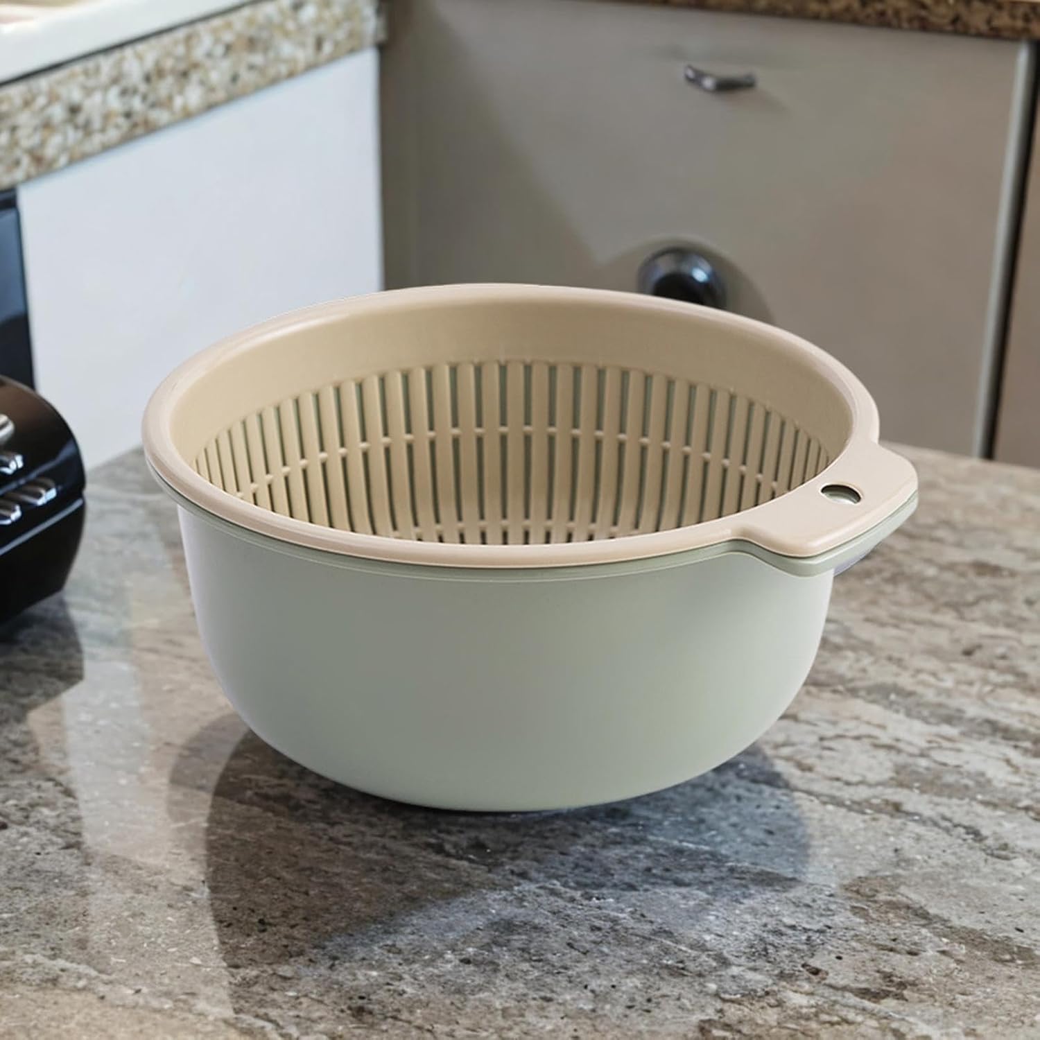 Food Strainer. Vegetable Washing Drainage Basket. Multifunctional Mixing Thicken Material Sturdy Fruit Cleaning Basin for Pasta Salads Noodles. Large Green